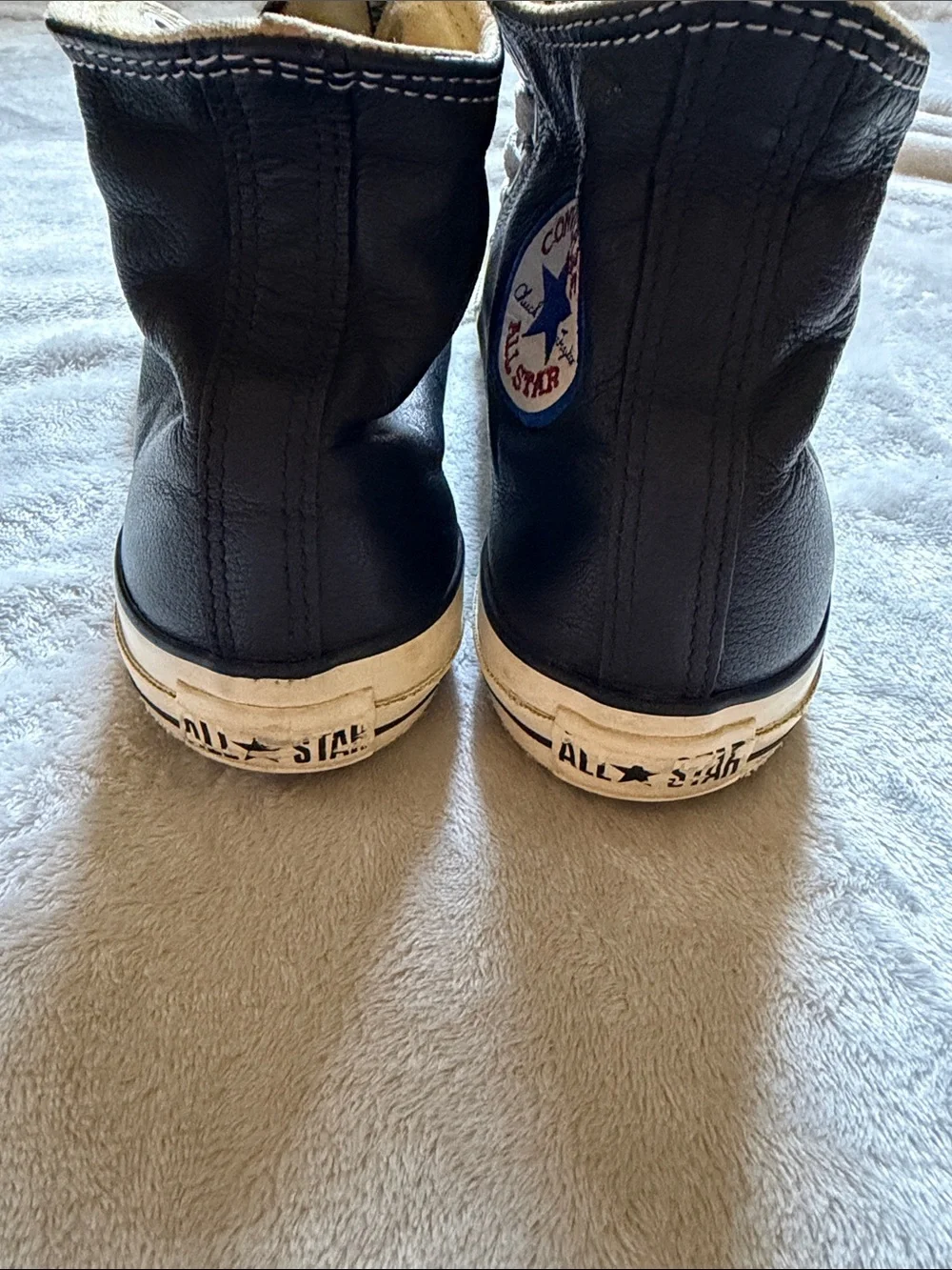 Converse Chuck Taylor All Star Leather High Top Black & White Sneakers - Picture 8 of 10